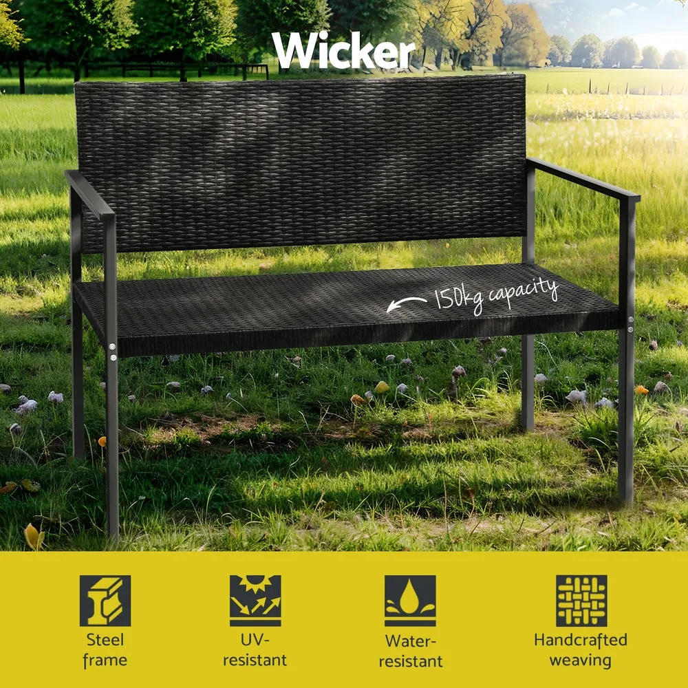 2-Seater Wicker Garden Bench, Weather-Resistant, Gardeon