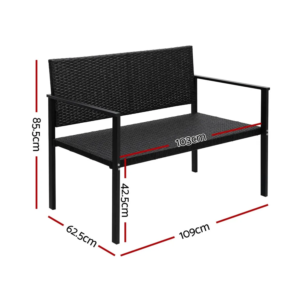 2-Seater Wicker Garden Bench, Weather-Resistant, Gardeon