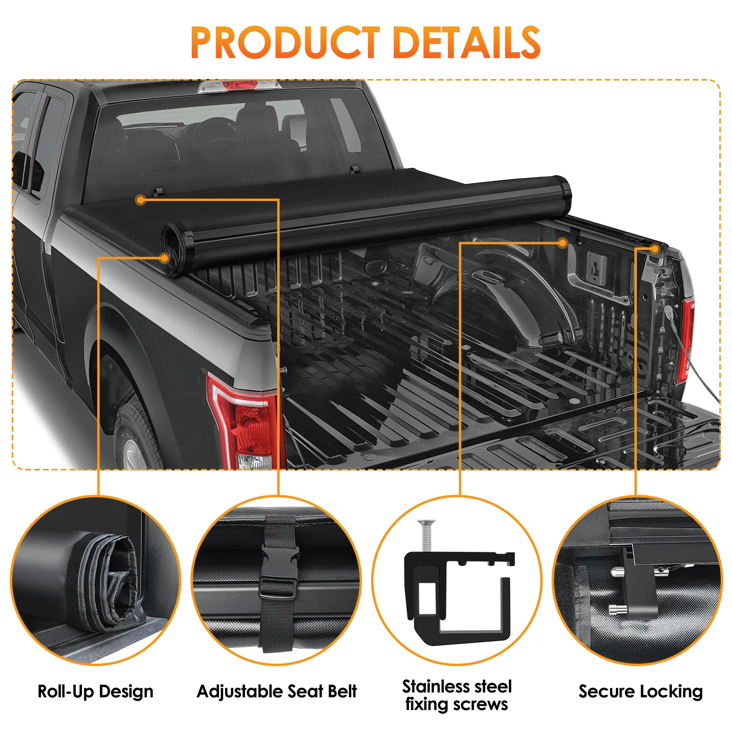 2020-2024 Jeep Gladiator JT 6.5ft Soft Roll Up Truck Tonneau Cover