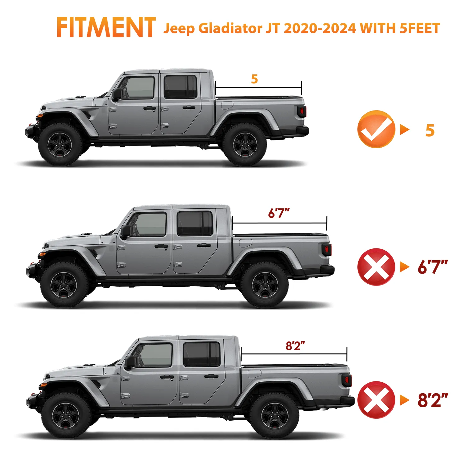 2020-2024 Jeep Gladiator JT 6.5ft Soft Roll Up Truck Tonneau Cover