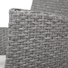 3PC Outdoor Bistro Set Patio Furniture Wicker Setting Chairs Table Cushion Grey