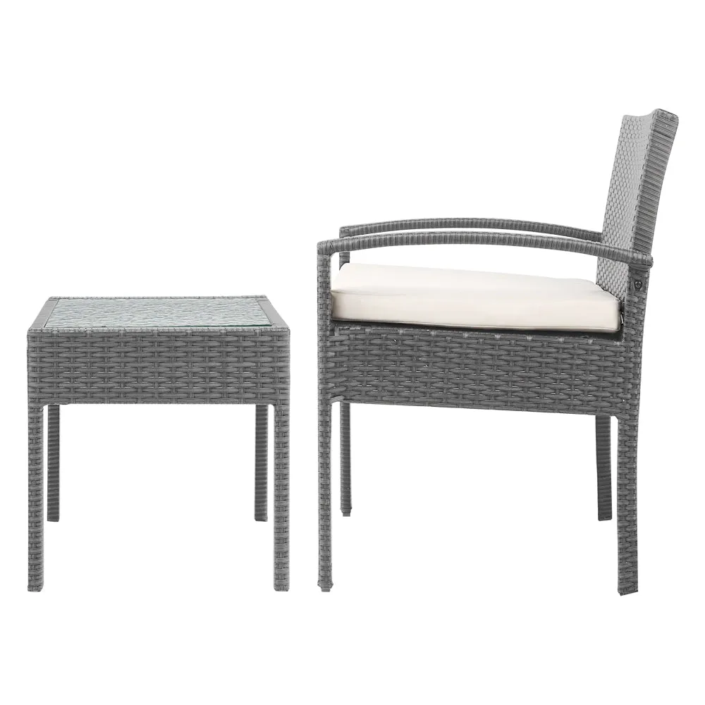 3PC UV-Resistant Wicker Patio Set with Cushions - Gardeon