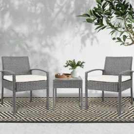3PC UV-Resistant Wicker Patio Set with Cushions - Gardeon