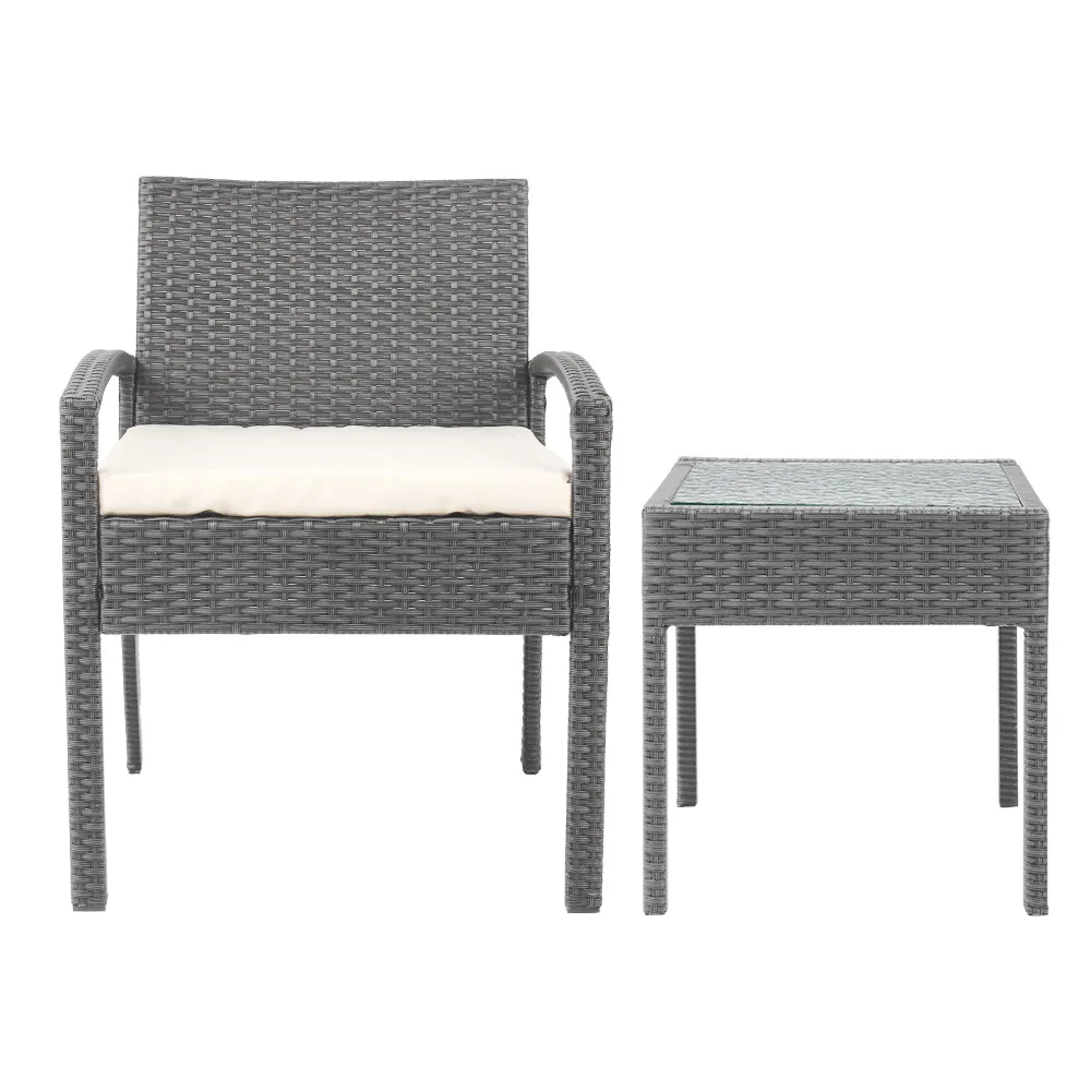 3PC UV-Resistant Wicker Patio Set with Cushions - Gardeon