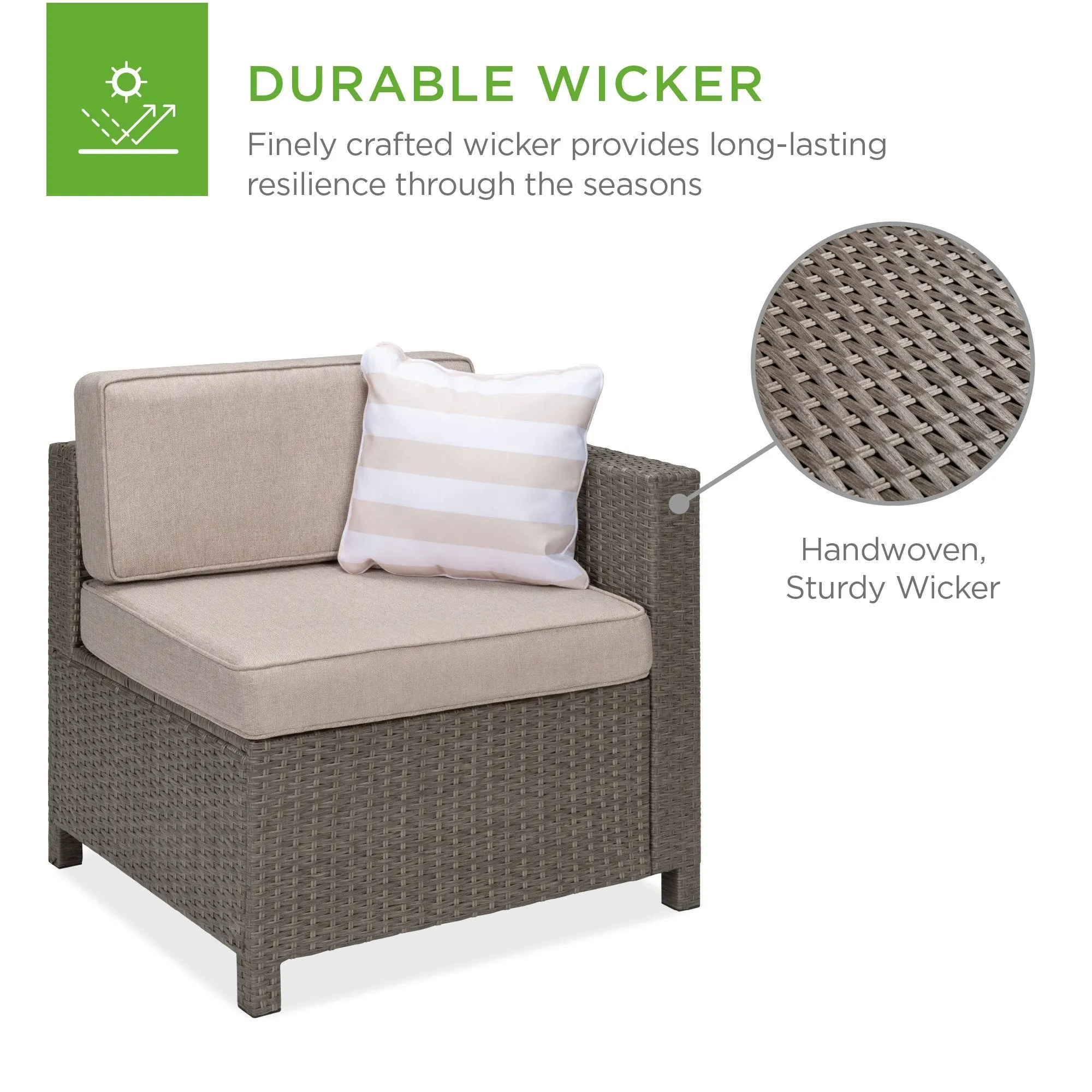 5-Piece Outdoor Wicker Patio Sectional Set w/ Storage, 2 Pillows, Cover
