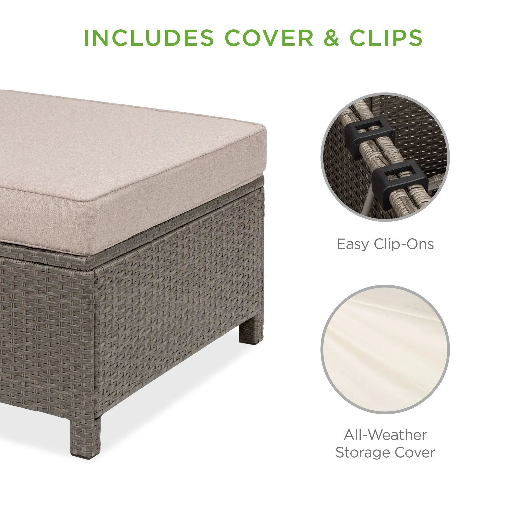 5-Piece Outdoor Wicker Patio Sectional Set w/ Storage, 2 Pillows, Cover