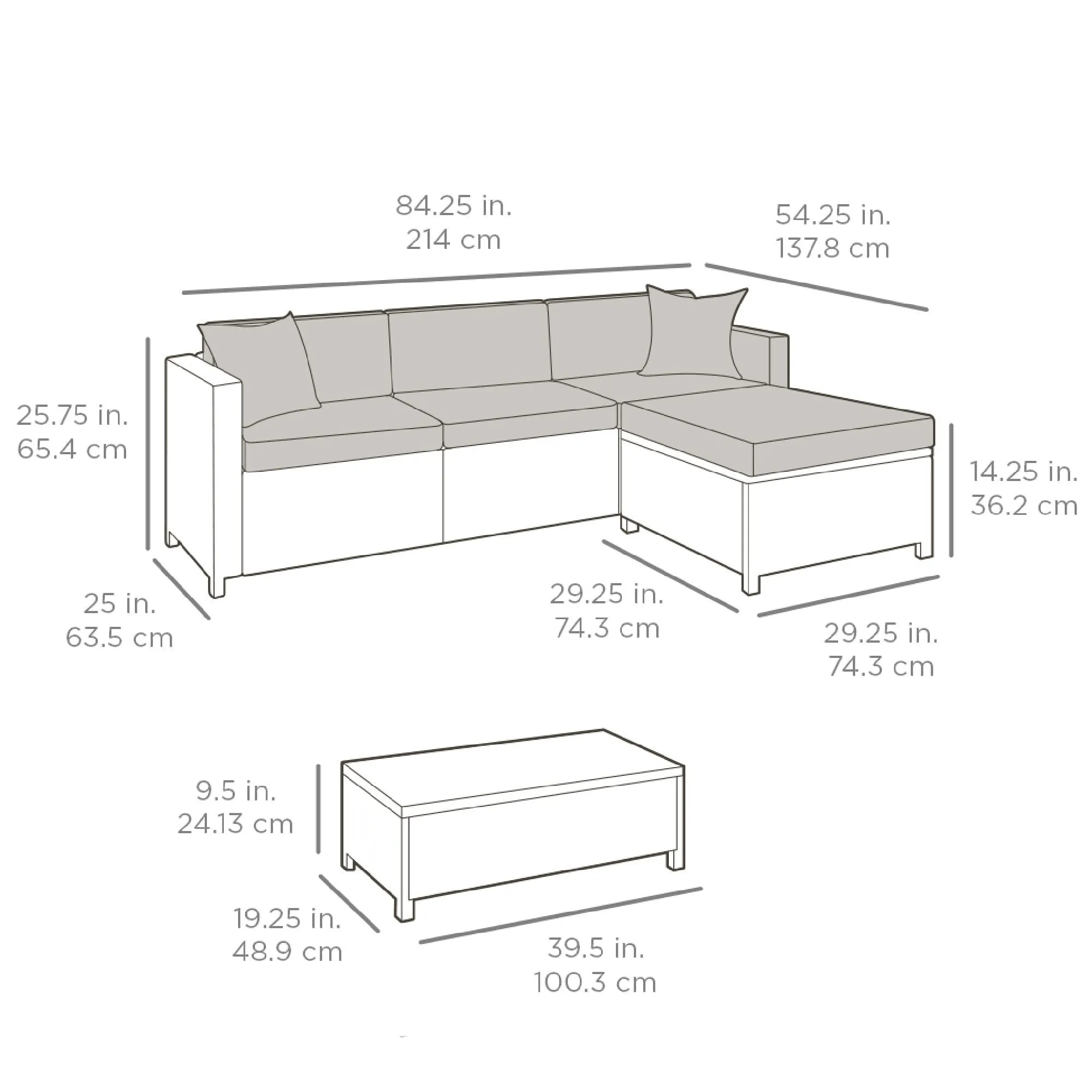 5-Piece Outdoor Wicker Patio Sectional Set w/ Storage, 2 Pillows, Cover