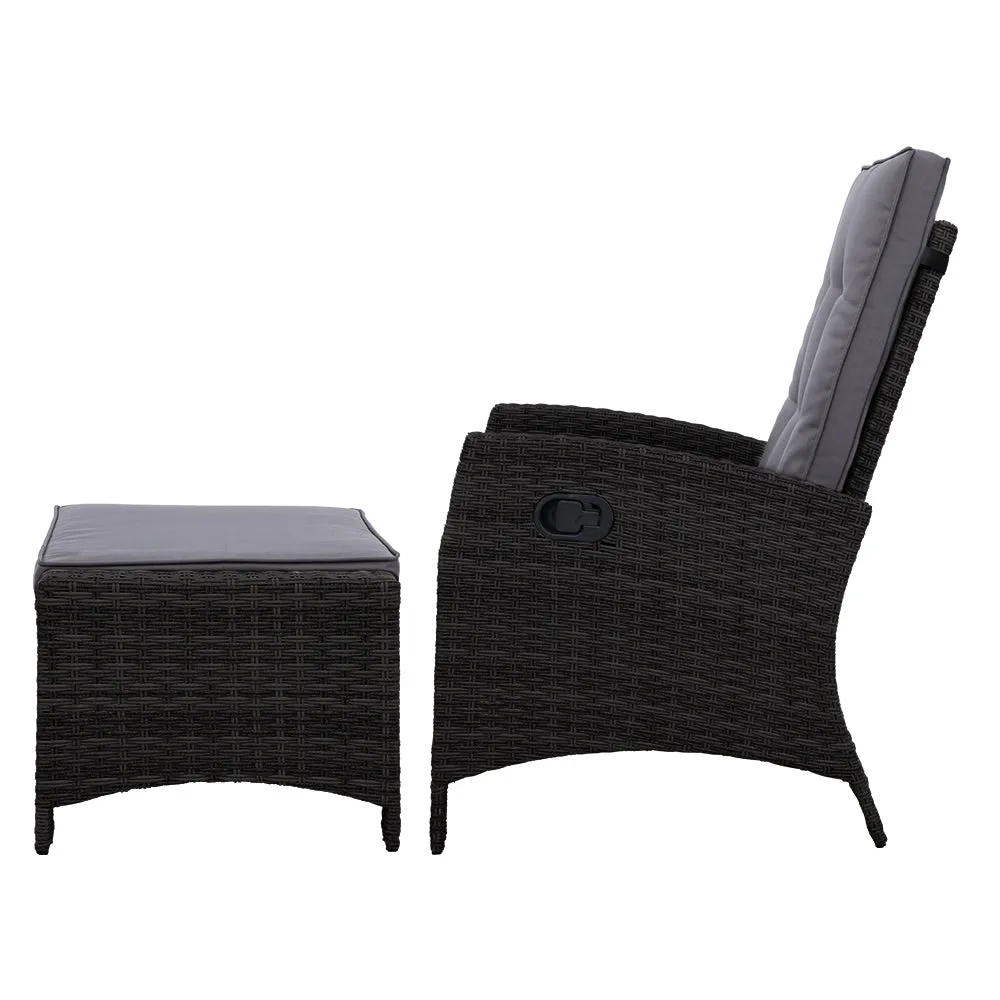 Adjustable Wicker Recliner Chair Set, UV-resistant, Gardeon