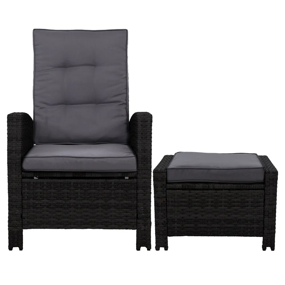 Adjustable Wicker Recliner Chair Set, UV-resistant, Gardeon