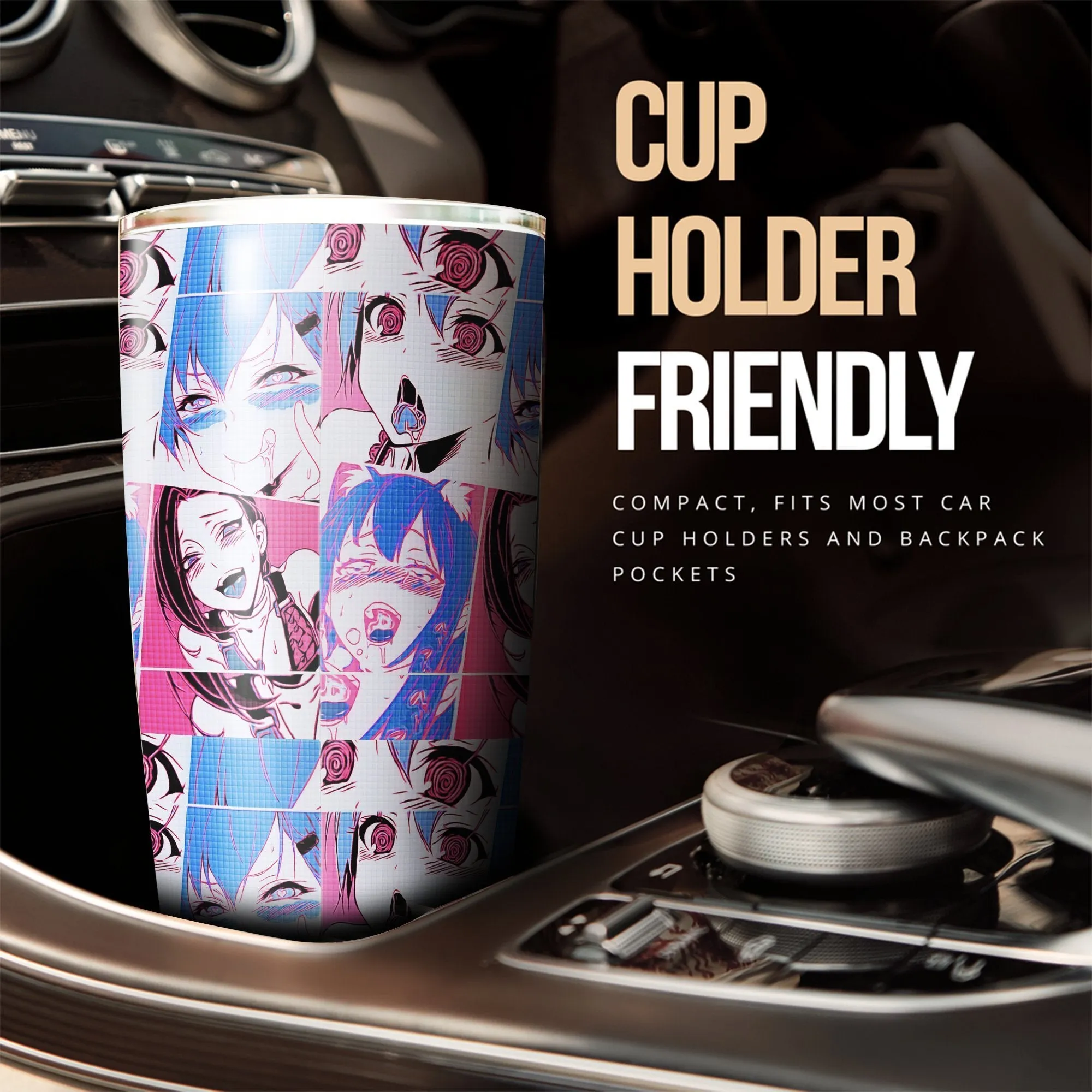 Ahegao Tumbler Cup Custom Neon Vintage Car Interior Accessories