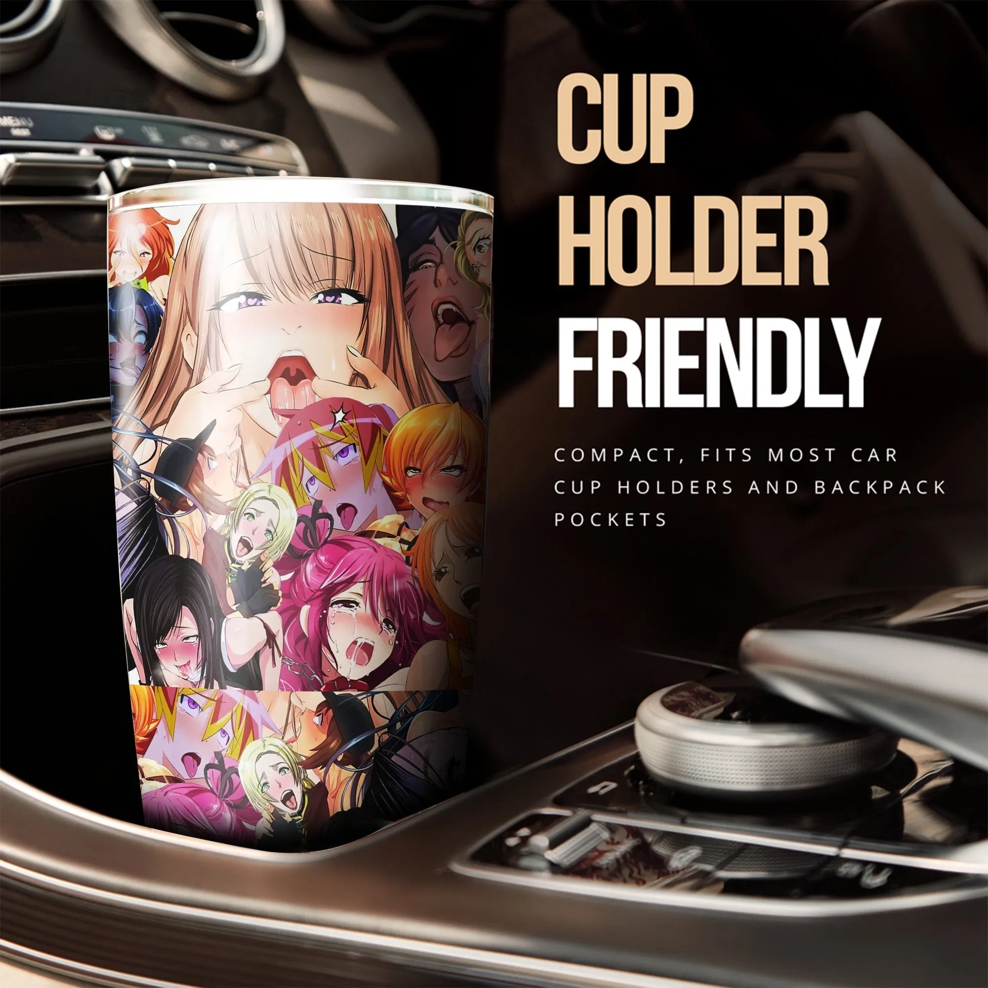 Ahegao Tumbler Cup Custom Pattern Car Interior Accessories