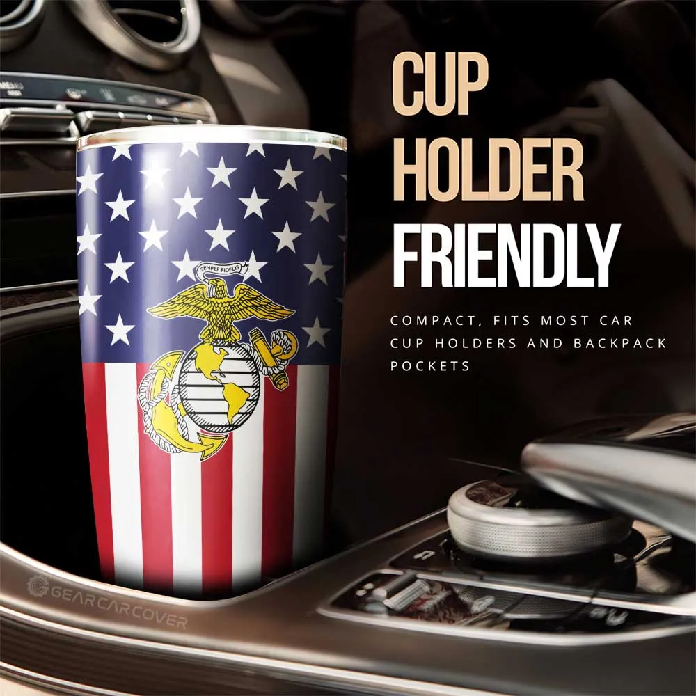 American Flag Military Marine Corps Tumbler Cup Custom Car Interior Accessories