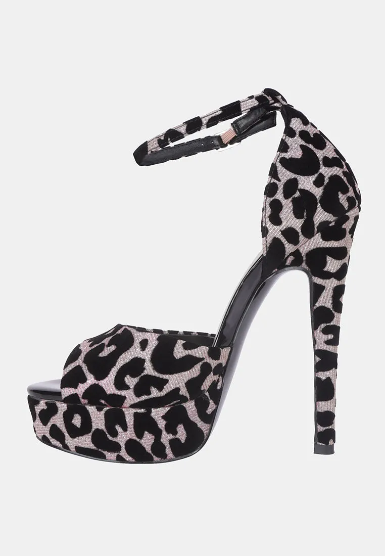 Brigitte Leopard Print Peep Toe Stiletto Sandal
