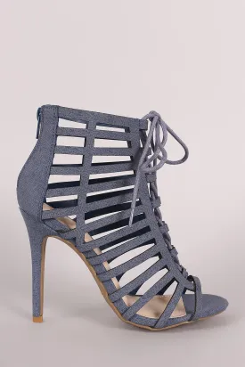 Char - Caged Lace Up Stiletto Heel