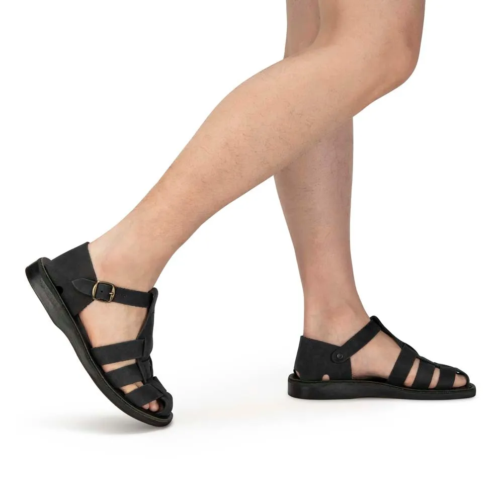 Daniel - Leather Fisherman Sport Sandal | Black Nubuck