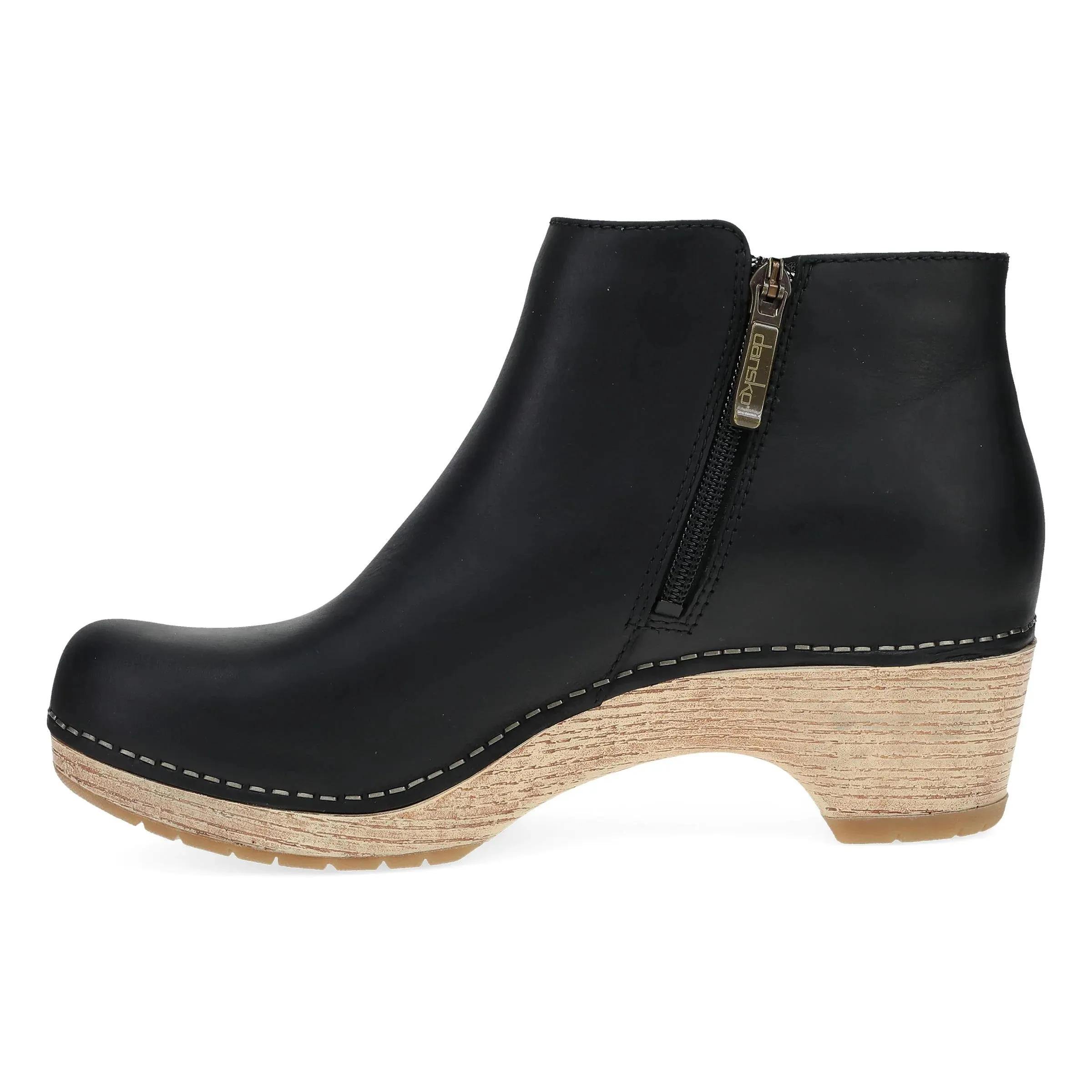Dansko Lizanne Heeled Ankle Boot (Women) - Black Oiled Pull Up