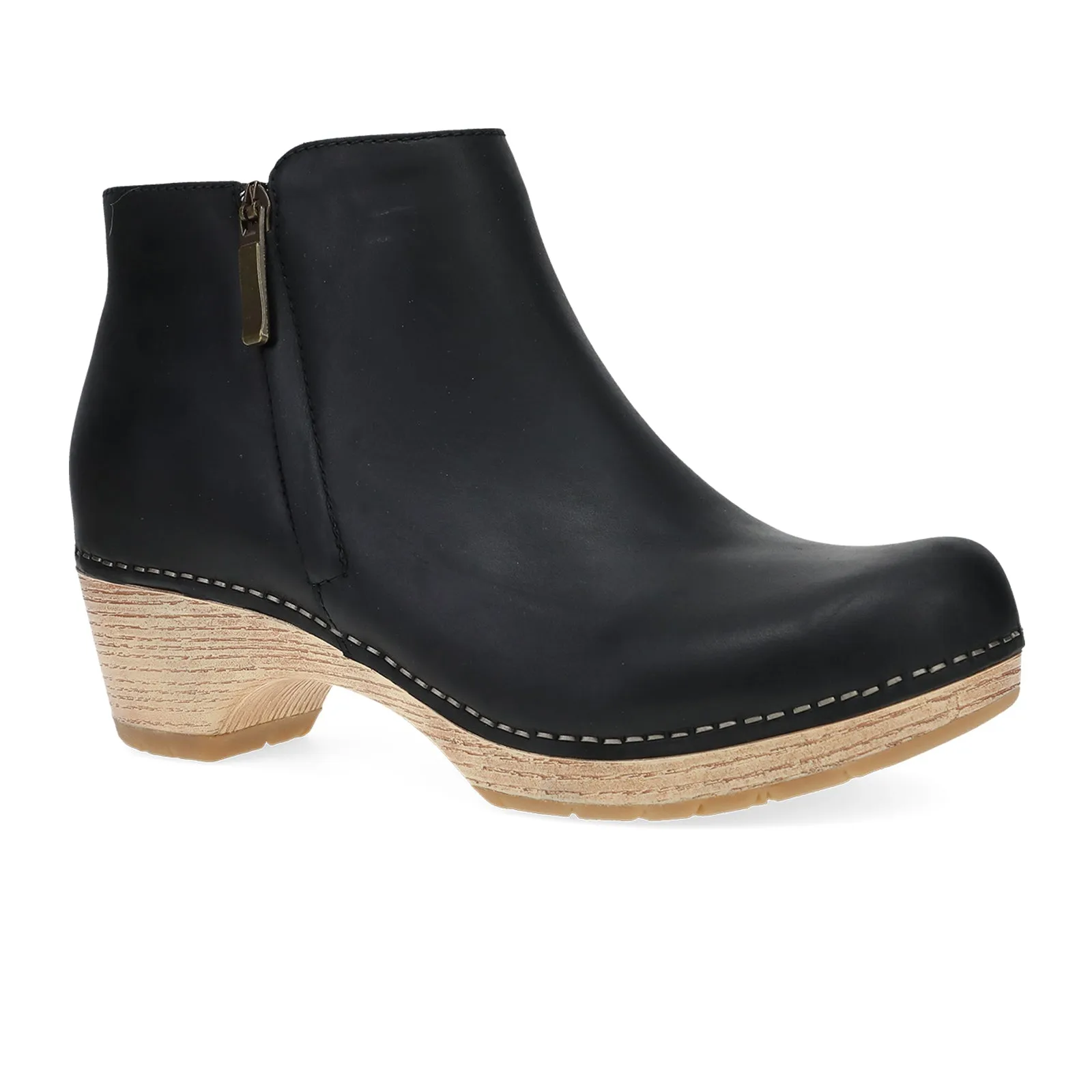 Dansko Lizanne Heeled Ankle Boot (Women) - Black Oiled Pull Up