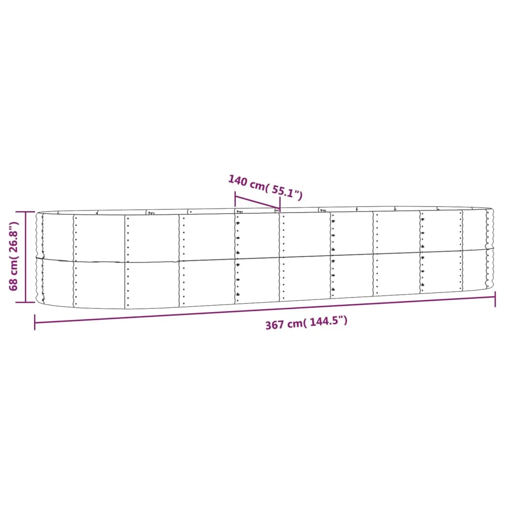 Garden Planter Grey 367x140x68 cm Powder-coated Steel