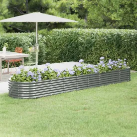 Garden Planter Powder-coated Steel 368x80x36 cm Grey