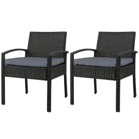 Gardeon 2PC Outdoor Dining Chairs Patio Furniture Rattan Lounge Chair Cushion Felix