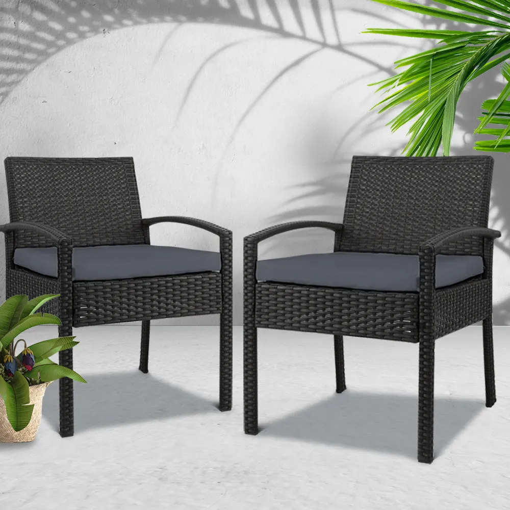 Gardeon 2PC Outdoor Dining Chairs Patio Furniture Rattan Lounge Chair Cushion Felix