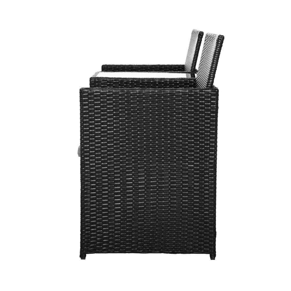 Gardeon Outdoor Setting Wicker Loveseat Birstro Set Patio Garden Furniture Black