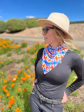 Geometric Orange   Blue Print Magnetic Bandana
