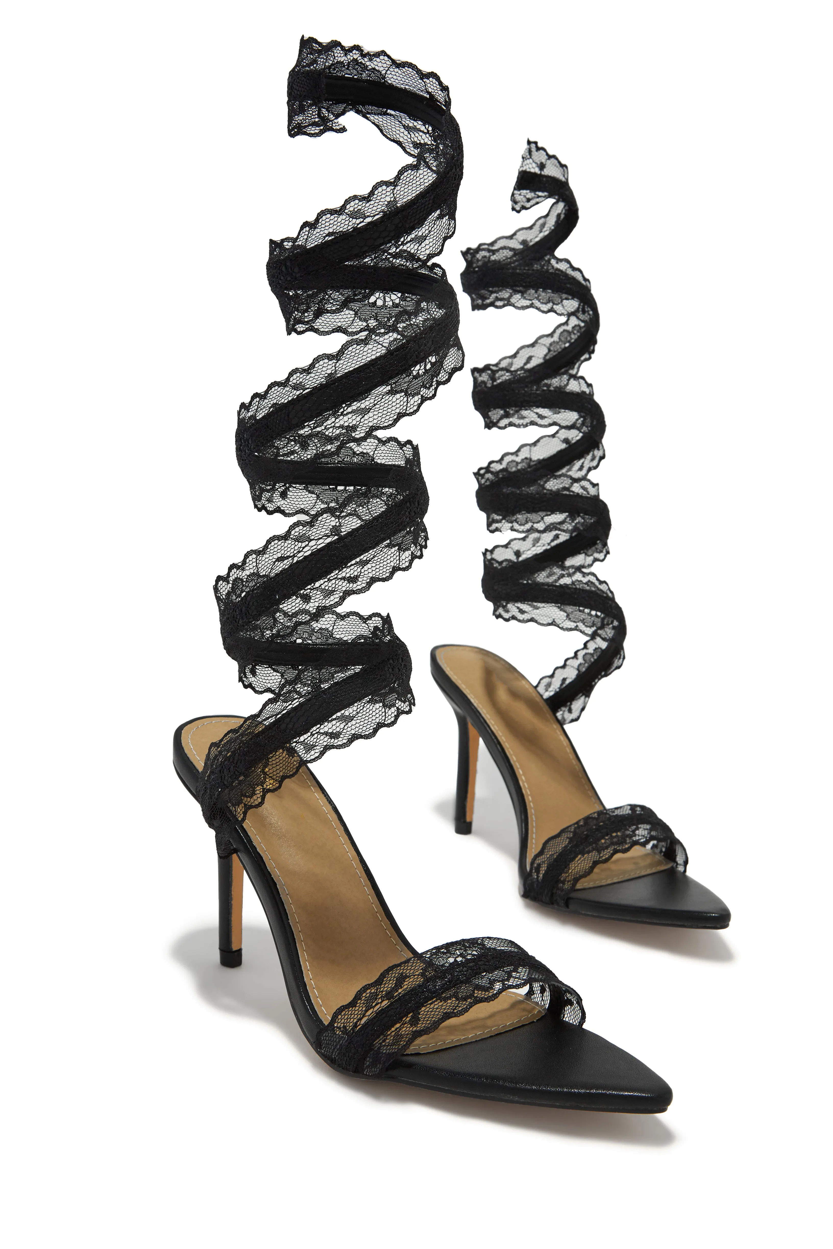 Gia Around The Ankle Coil High Heels - Black