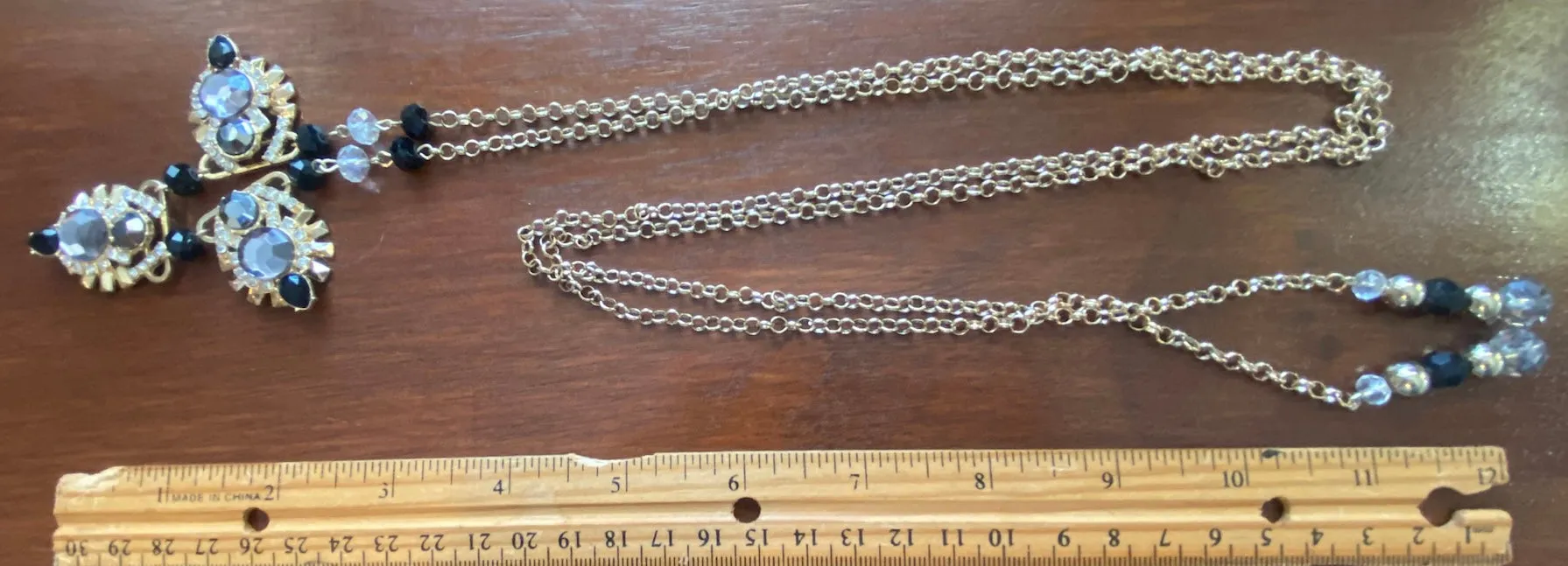 Gold Tone Metal Chain Rhinestone Statement Wrap Necklace