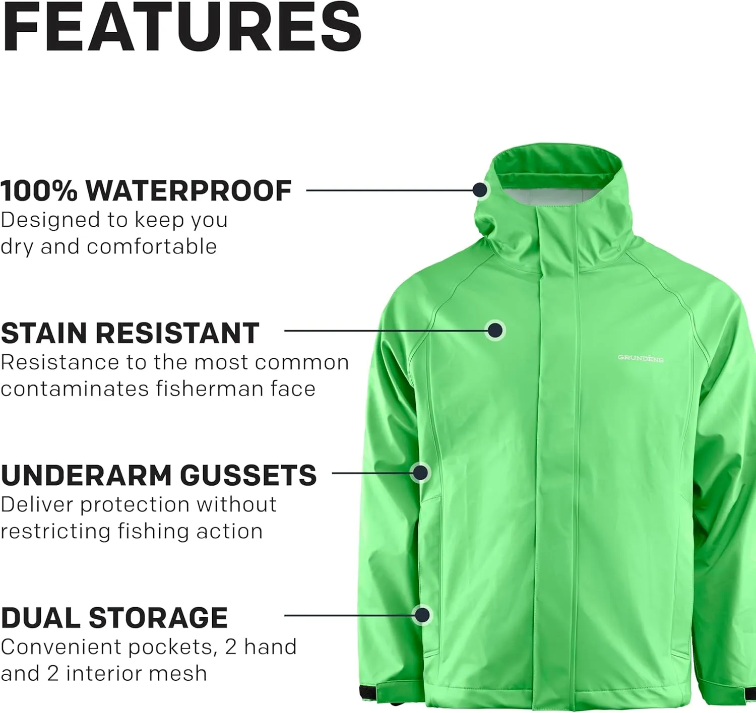 Grundens Men??s Neptune Commercial Fishing Jacket | Waterproof, Adjustable