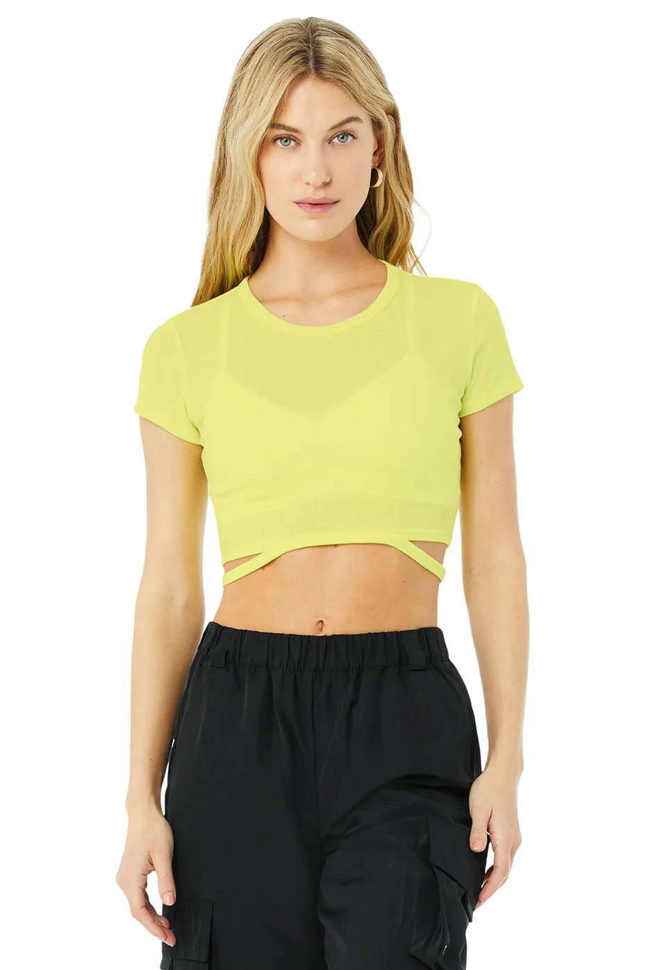 Halo Crop Tee - Shock Yellow