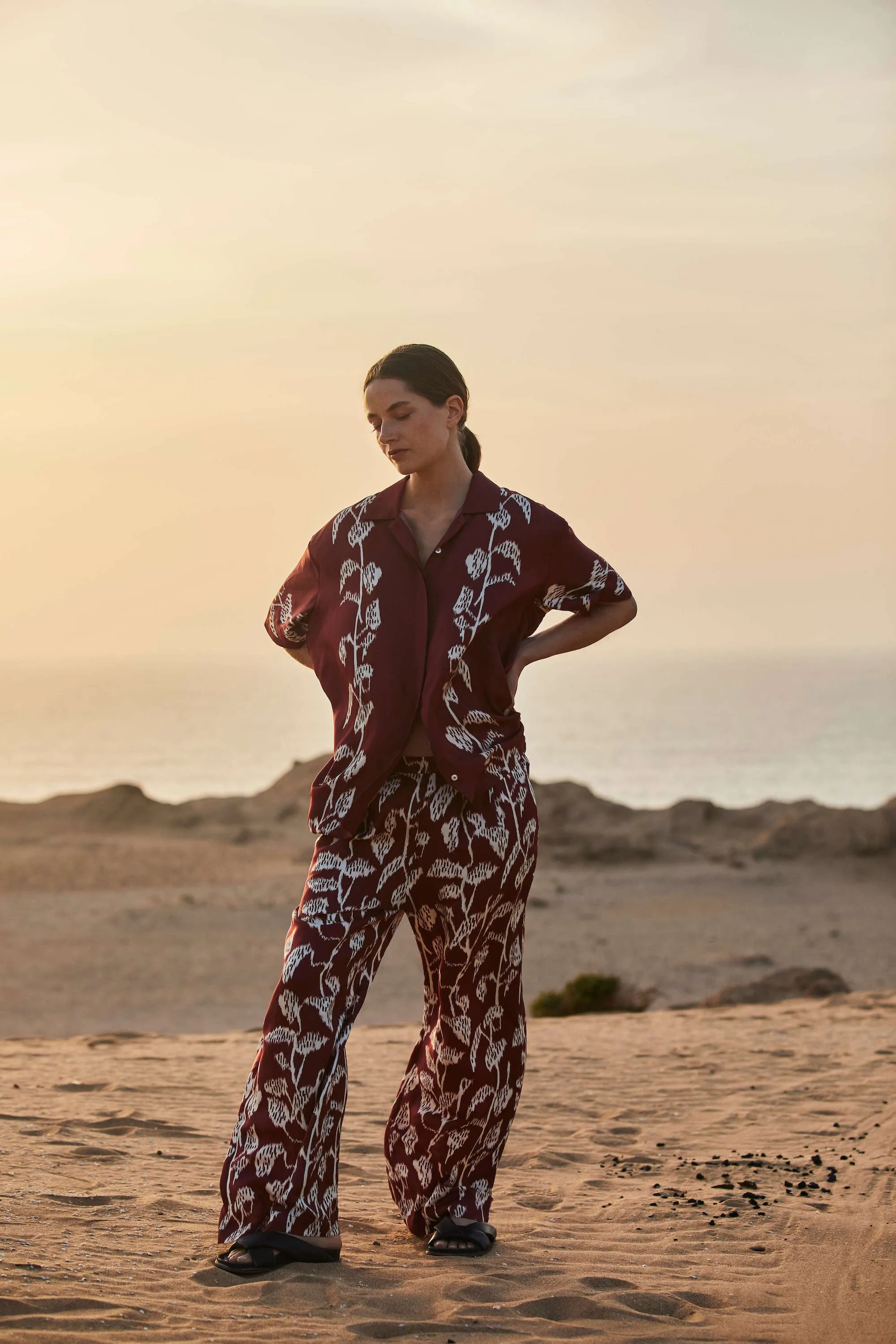 Isola Trouser Burgundy Vine Silk Twill