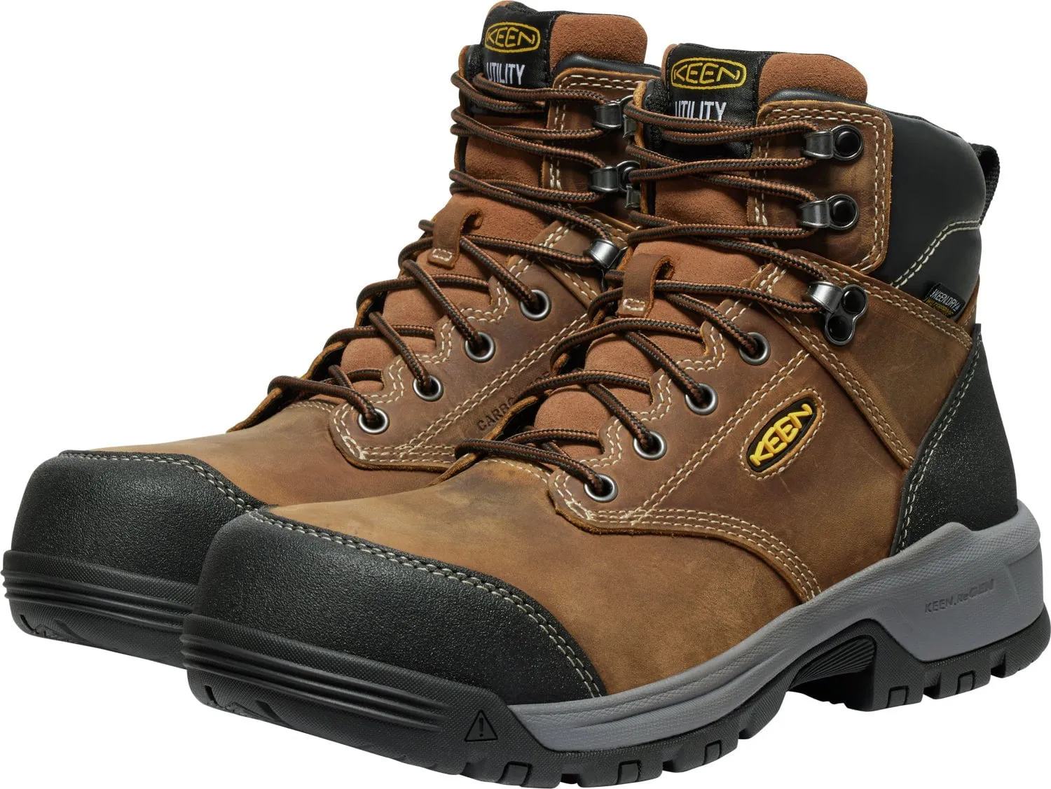 Keen Utility Mens Evanston 6in WP CT Bison/Black Leather Work Boots