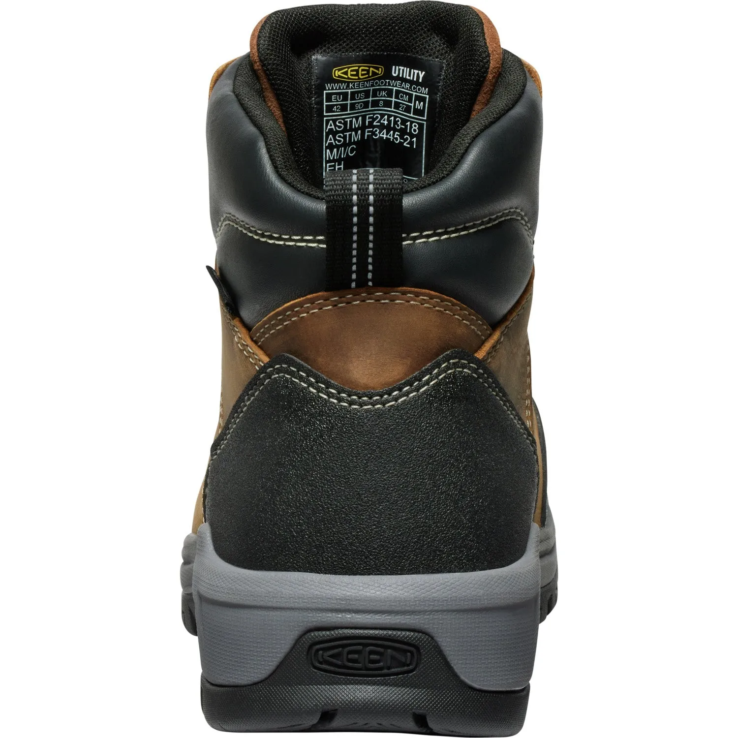 Keen Utility Mens Evanston 6in WP CT Bison/Black Leather Work Boots