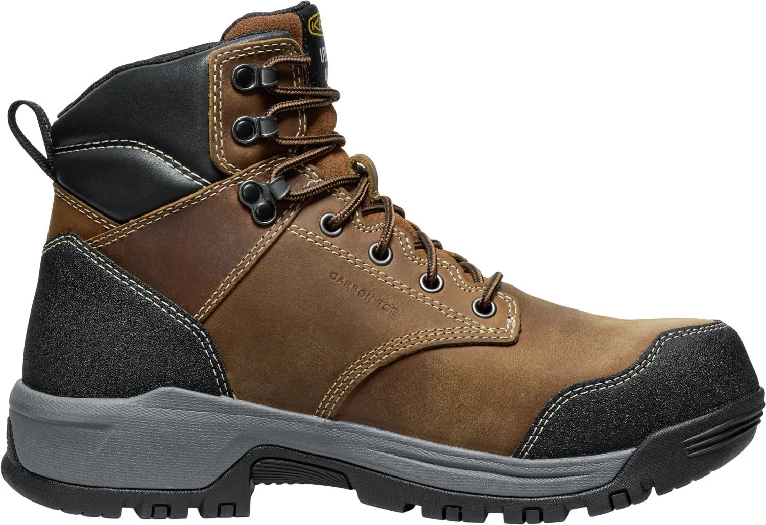Keen Utility Mens Evanston 6in WP Int Met CT Bison/Black Leather Work Boots