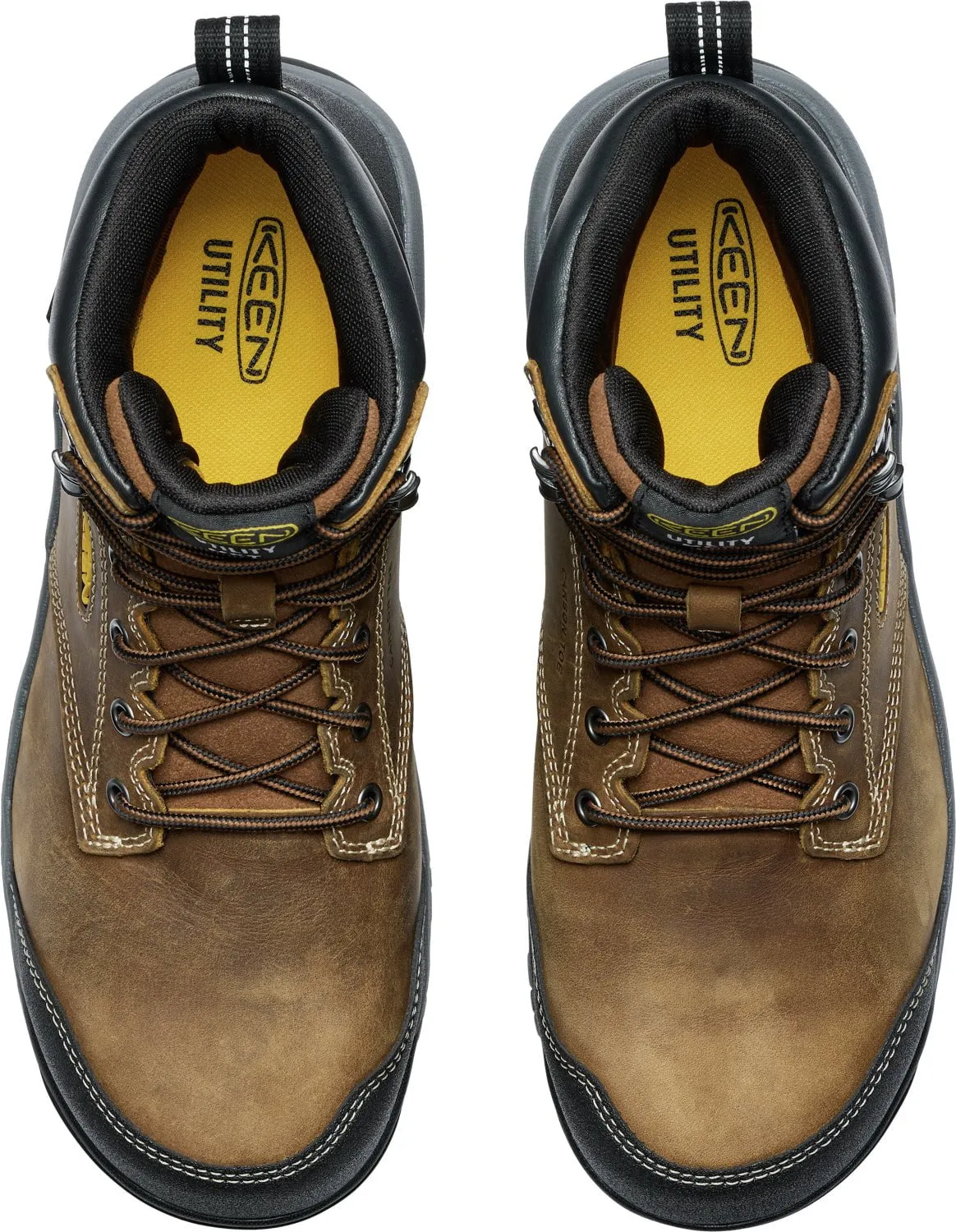 Keen Utility Mens Evanston 6in WP Int Met CT Bison/Black Leather Work Boots