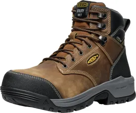 Keen Utility Mens Evanston 6in WP Int Met CT Bison/Black Leather Work Boots