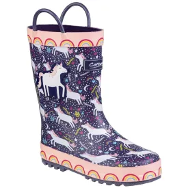 Kids Sprinkle Junior Wellington Boots Purple/Pink & White