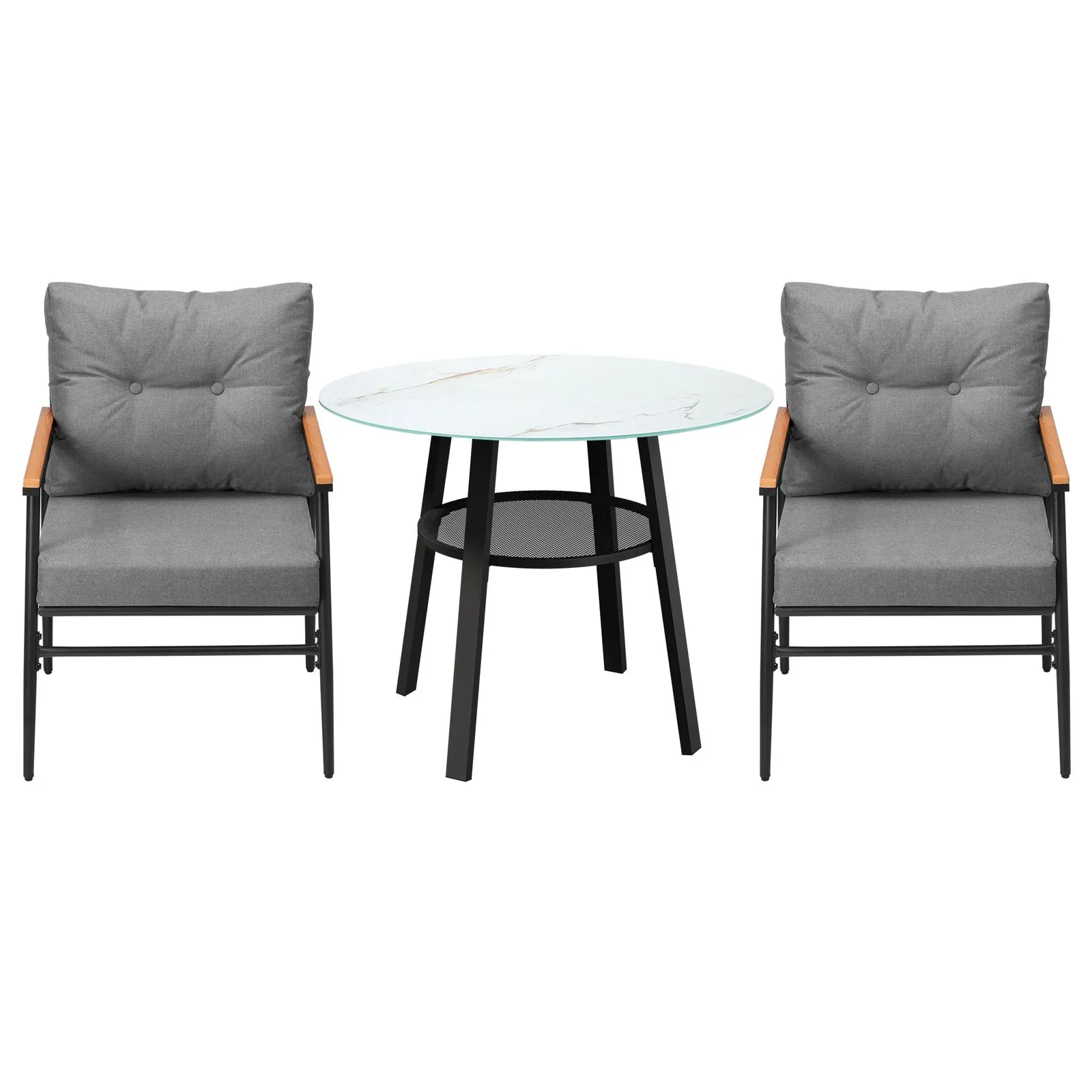 Livsip Outdoor Dining Set Patio Furniture 3PC Lounge Setting Table Storage Shelf