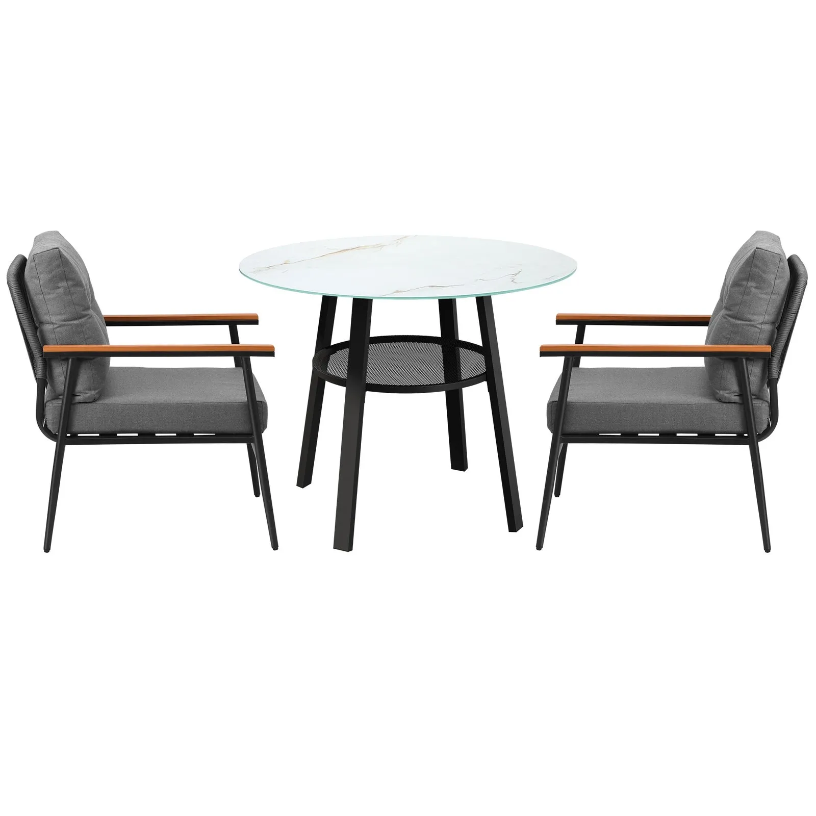 Livsip Outdoor Dining Set Patio Furniture 3PC Lounge Setting Table Storage Shelf
