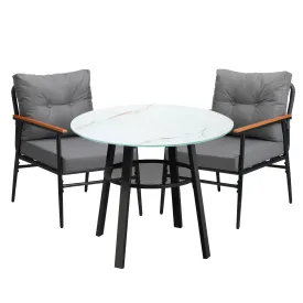 Livsip Outdoor Dining Set Patio Furniture 3PC Lounge Setting Table Storage Shelf