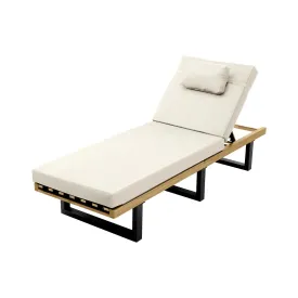 Livsip Sun Lounge Outdoor Lounger Day Bed Garden Patio Furniture Setting Beige