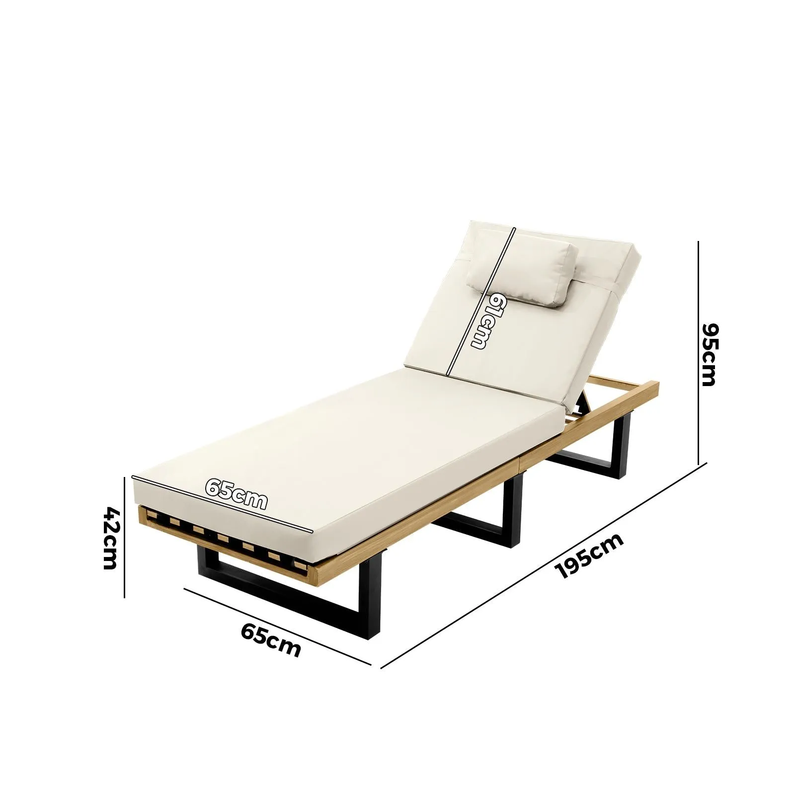 Livsip Sun Lounge Outdoor Lounger Day Bed Garden Patio Furniture Setting Beige