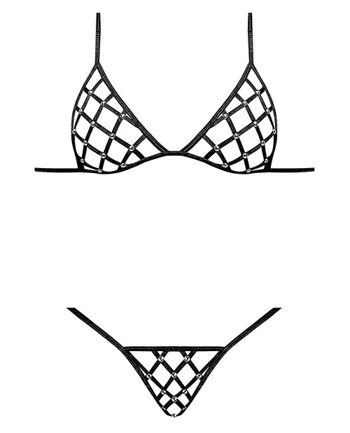 Lust Orthia Criss Cross Bra & G-String Black S/M
