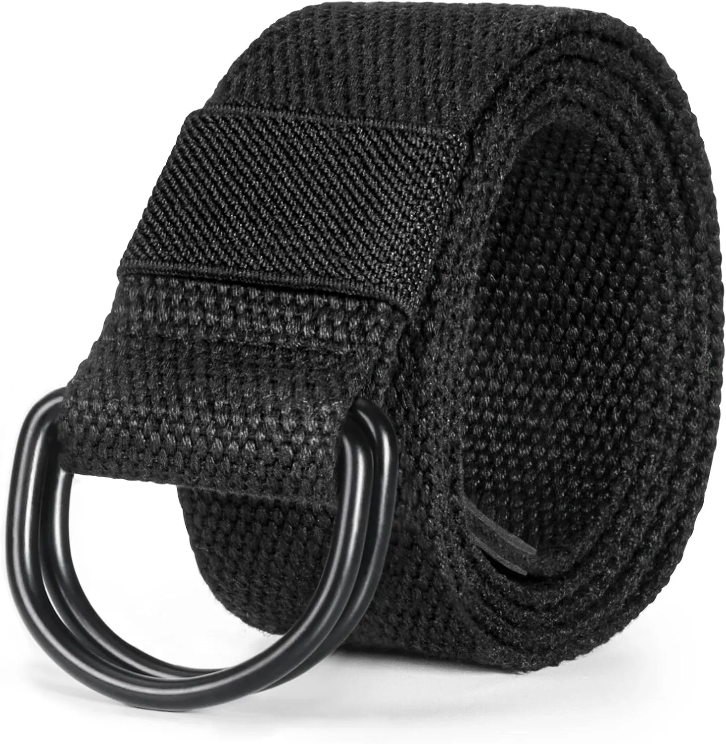 maikun Mens & Womens Canvas Belt with Black D-ring Buckle 1 1/2" Wide Solid Color Fabric Belt for Men