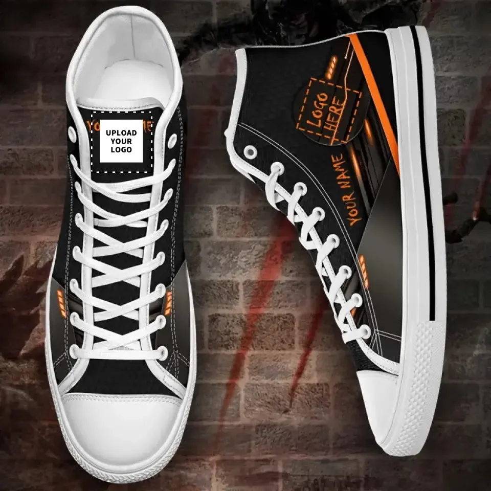 Memorable Employee Gifts, Business Gifts For Clients Custom High Cut, Personalized Sneakers Shoes, HC-B10100 White Black