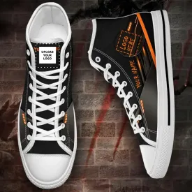 Memorable Employee Gifts, Business Gifts For Clients Custom High Cut, Personalized Sneakers Shoes, HC-B10100 White Black