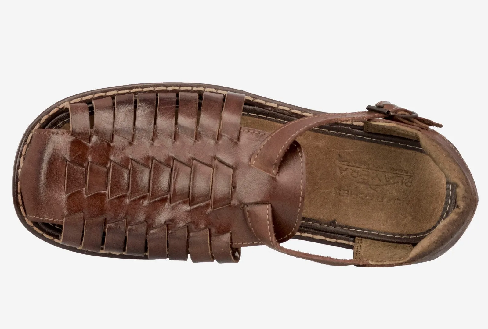 Men's Brown Genuine Ankle Strap Closed Toe Leather Mexican Huaraches Sandals 450