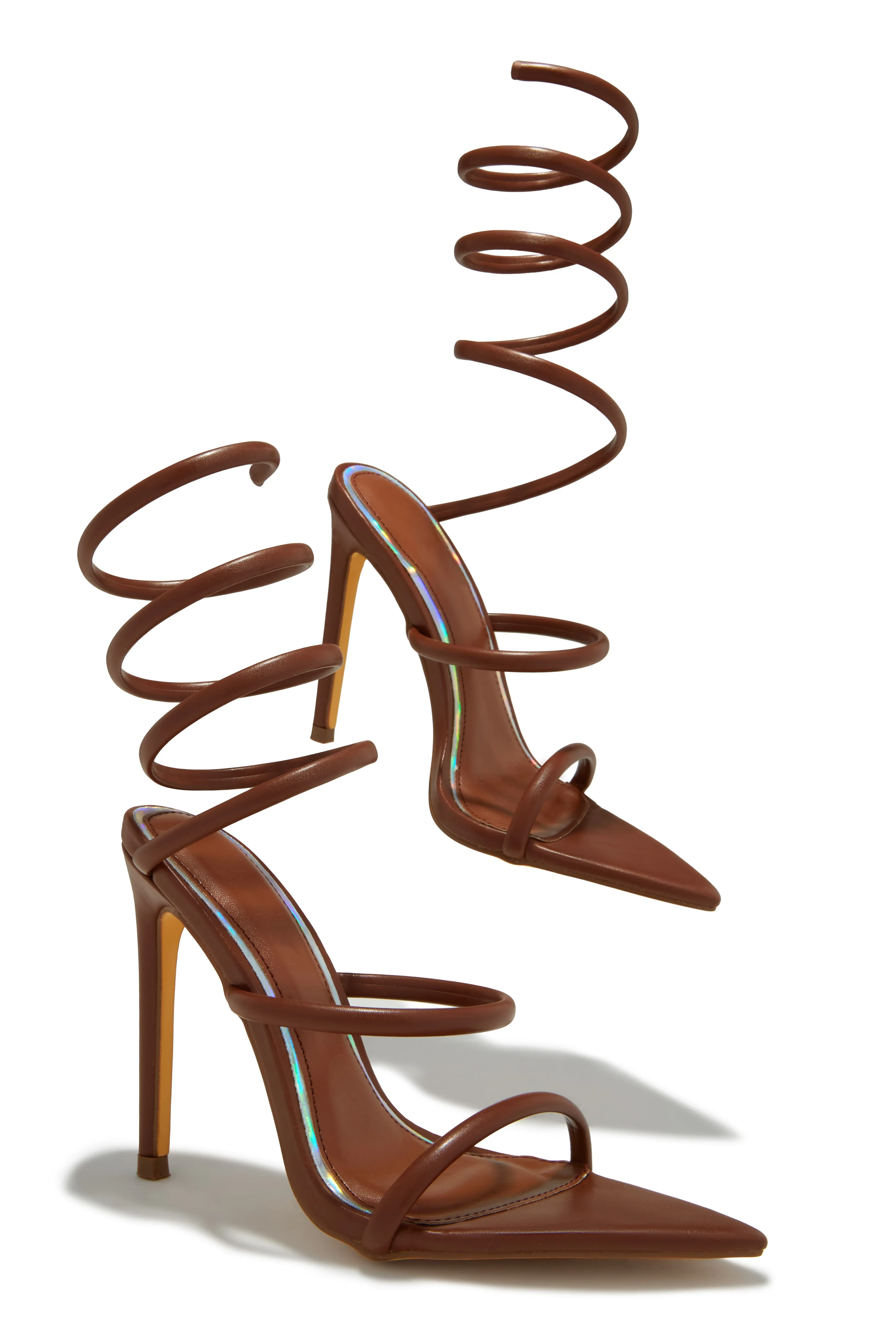 Nathalie Around The Ankle Coil High Heels - Brown