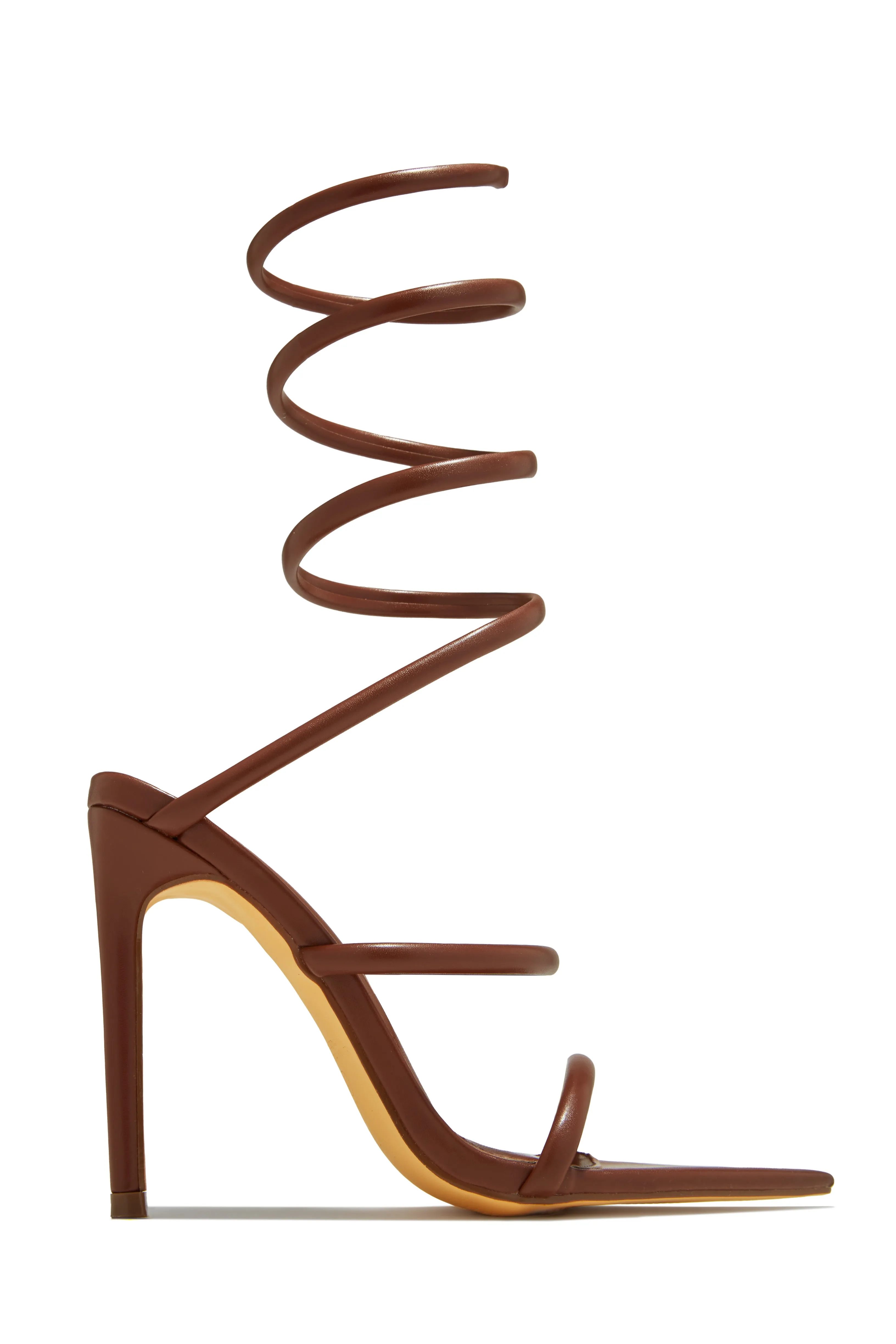 Nathalie Around The Ankle Coil High Heels - Brown